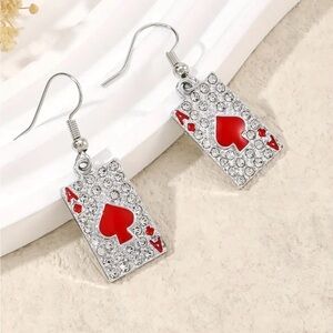 ❤️Poker Heart Ace Earrings Creative Playing Card Pendant Jewelry NWT